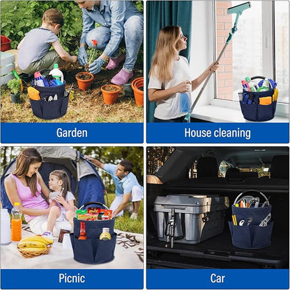 Multifunctional Folding Basket with Handles: Portable Picnic Baskets, Outdoor Beach Baskets, Garden Picking Baskets, Gift Baskets, Collapsible Bathroom Storage Baskets (Blue)