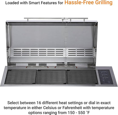 Kenyon The Big American Grill, Electric Grill With 3 Burners And 2 Piece Lid, Stainless Steel Body, Rust-Proof Grill With IntelliKEN Touch Control, UL-Approved For Indoor And Outdoor Use, 240V