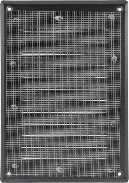 Square Ventilation Grille / 5" x 7" Inch Inside Measurement/Black Metal Air Vent Louver - Inside/Outside use / 6.5" x 9.5" Inch Outer Measurement