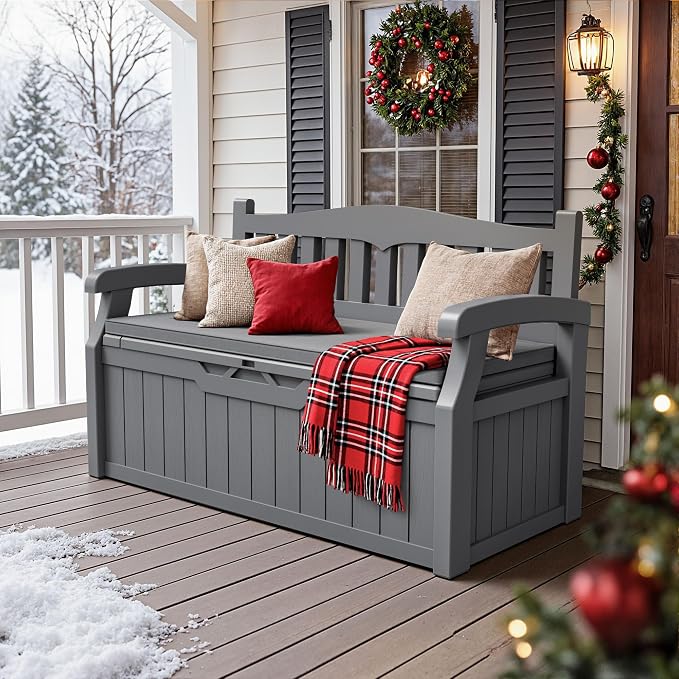 JUMMICO 80 Gallon Resin Outdoor Storage Bench - Image 7