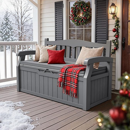 JUMMICO 80 Gallon Resin Outdoor Storage Bench - Image 7