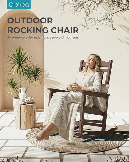 Oversized Outdoor Rocking Chairs Set of 6, 380lbs Heavy-Duty Large Patio Rocker - Image 3