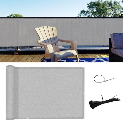 SUNNY GUARD 3.3'x19.7' Balcony Privacy Screen Fence, Apartments Railing Screen, Heavy Duty Wind Screen for Outdoor,Backyard,Patio,Deck Privacy（Light Grey）