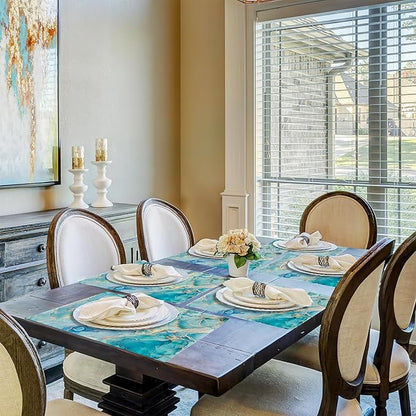 Marble Placemats Set of 6,Blue Teal Turquoise Gold Table Mats Non-Slip Heat Resistant Washable Placemat for Party Kitchen Dining Table Decoration Indoor Outdoor