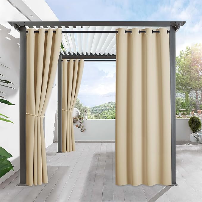 RYB HOME Outdoor Curtains for Patio Waterproof Privacy Thermal Insulated | by RYBHOME