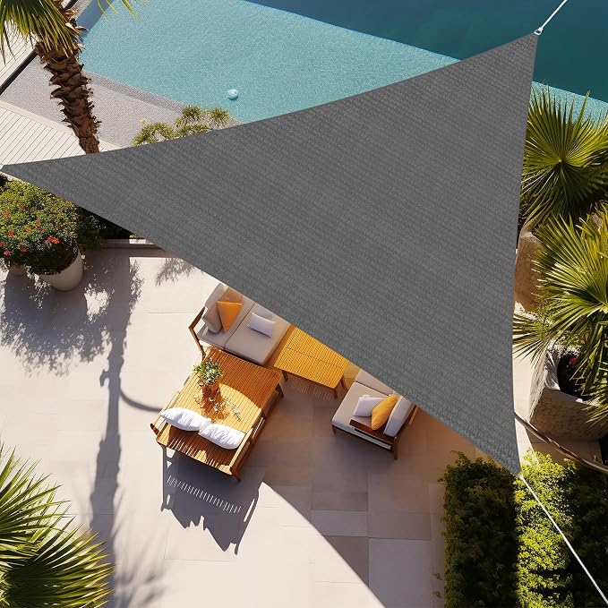 Shade&Beyond Triangle Sun Shade Sail 20'X20'X20' Permeable Canopy Dark Grey by ShadeBeyond