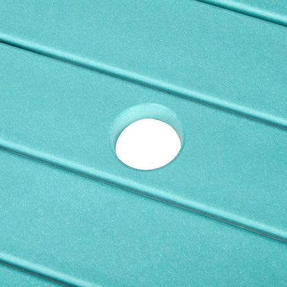 Costaelm Outdoor Bar Table, 37" Counter Height Square Patio Cocktail Bar Table with Umbrella Hole, Patio Bistro Dining Pub Table for Front Porch Deck Backyard Garden, Turquoise