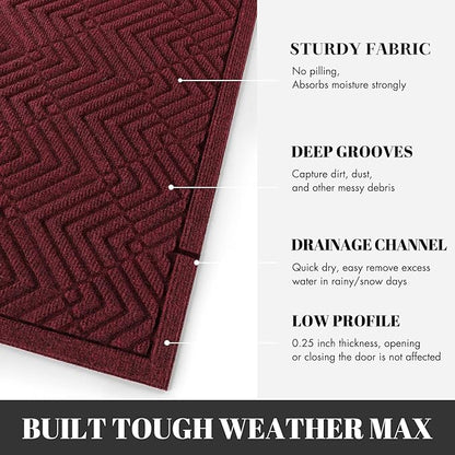 Yimobra Door Mats Outdoor 29.5x17, All-Season Waterproof Outdoor Mats for Front Door Entrance with Drainage Holes, Heavy Duty Non-Slip Doormat for Garage Patio Entryway Indoor, Red