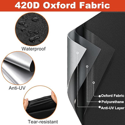LBTING Round Patio Furniture Cover, Outdoor Table Chair Set Covers 62Dia x 28H Inches, 420D Waterproof Windproof Dust-proof UV-Resistant Furniture Cover - Black