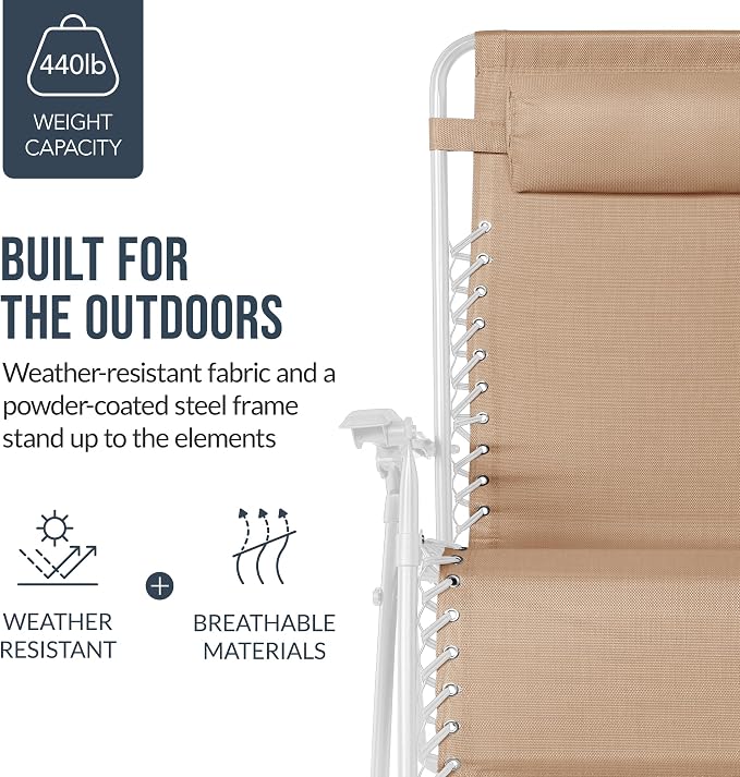 Best Choice Products Set of 2 Extra Wide Adjustable Steel Mesh Zero Gravity - Image 6