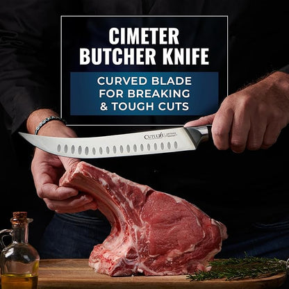 Cutluxe Butcher Knife Set – BBQ Brisket, Breaking & Boning Knife – Slicing Carving Knife Set for Meat Cutting, Ultra Sharp German Steel, Full Tang, Ergonomic Handles, Grilling Gifts for Men