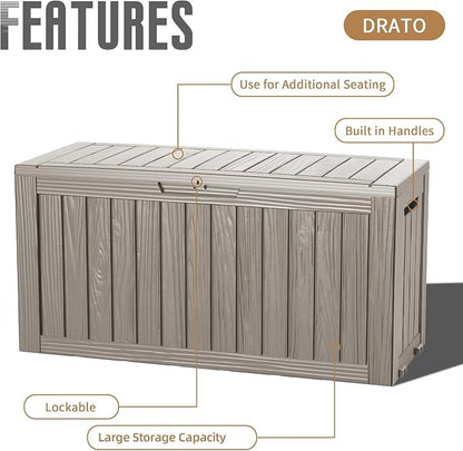 DRATO 100 Gallon Waterproof Deck Box Outdoor Storage Box - Image 7