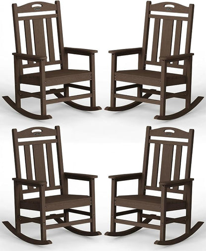 Oversized Outdoor Rocking Chairs Set of 4, 380lbs Heavy-Duty Large Patio Rocker by CIOKEA