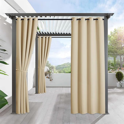 RYB HOME Outdoor Curtains for Patio Deck, Waterproof & Block Sunlight | Thermal by RYBHOME