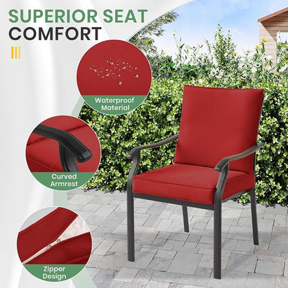 LVUYOYO Outdoor Patio Dining Chairs Set of 2, Metal Stackable Chairs Set - Image 5