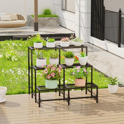 3-Tier Large Metal Plant Stand, Indoor/Outdoor Display Rack | 3-tier stair - Image 5