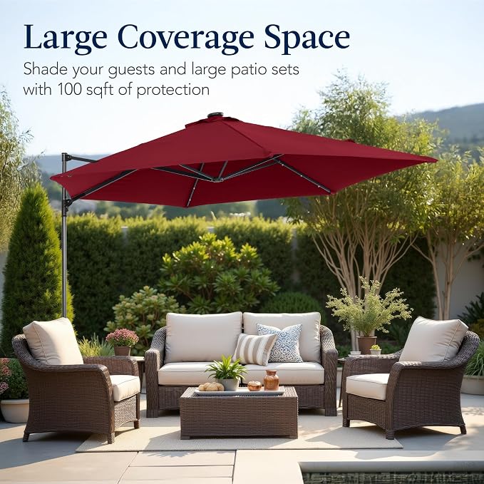 Best Choice Products 10ft Solar LED Offset Cantilever Hanging Market Patio - Image 5