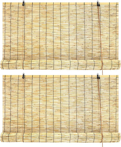 Bamboo Roll Up Shades 2 Pack, Reed Roller Blinds 47" W x 71" H, Natural Light - Image 2