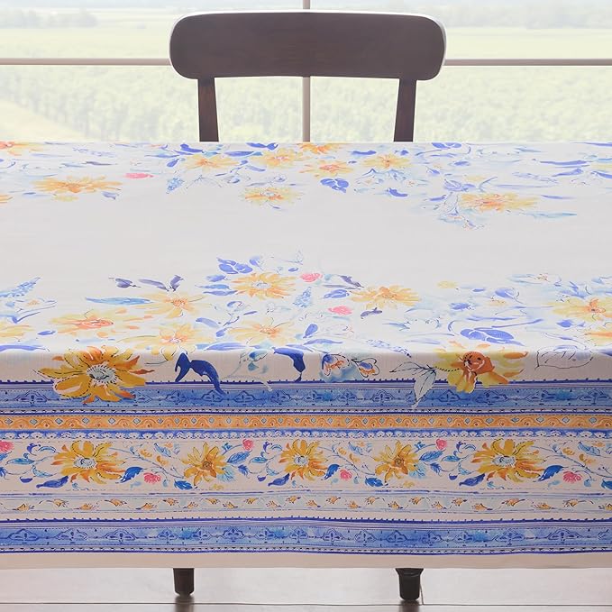 Maison d'Hermine Table Cloth Rectangle Table 100% Cotton Tablecloth for Dining Room, Farmhouse, Home, Hotel, Parties & Wedding - Ideal for Easter Decorations Spring & Summer (Girassol, 60" x 108")