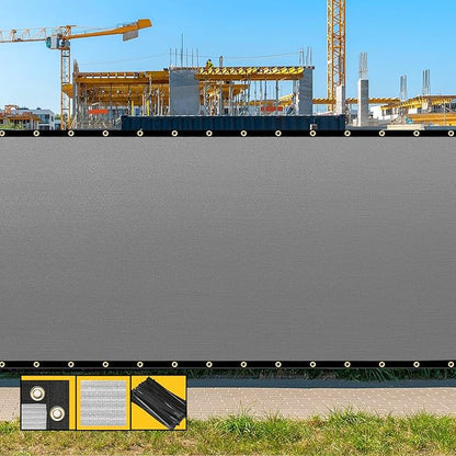 Customized 8' x 92' Gray Fence Privacy Screen,with Bindings & Grommets,Heavy Duty for Gardens,Backyard,Patio,Tennis Court,Pool,Construction Project, We Make Custom Sizes