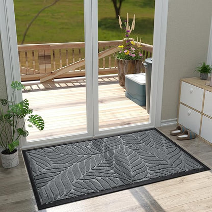 Yimobra 47x32 Large Door Mat Outdoor Indoor, All-Season Waterproof Door Mat Outside Entrance, All-Weather Non-Slip Outside Doormat for Garage Patio Entryway, Grey