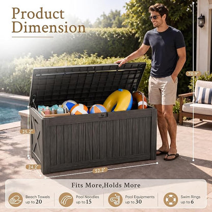 Devoko 120 Gallon Deck Box Resin Outdoor Storage Box Waterproof | Large Outdoor - Image 5