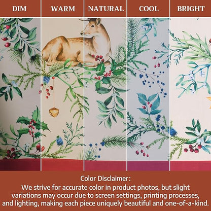 Maison d' Hermine Table Cloth Rectangle Table 100% Cotton 54 x 72 Inches Fall Tablecloth Reusable Everyday Use for Thanksgiving Christmas Decorations Dining Farmhouse Party (Holly Time)