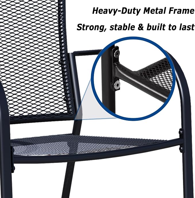 Patio Dining Chairs Set of 8, Metal Mesh Patio Furniture Set - Image 6