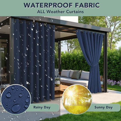 Outdoor Curtains for Patio Waterproof, 6 Drape Panels, Sun Shades | Privacy & - Image 2