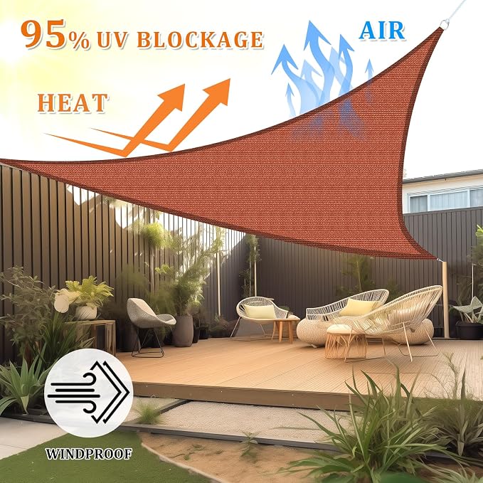 Shade&Beyond Custom Sun Shade Sail 13'x17'x21.4' Triangle Sun Sail Shades Patio - Image 2