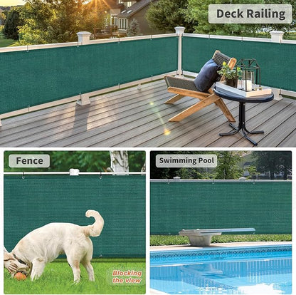 LOVE STORY 3'x10' Dark Green Balcony Screen Privacy Fence Cover UV Protection (HDPE) Weather-Resistant 3 FT Height Shield for Deck, Patio, Backyard, Outdoor Pool, Porch, Railing