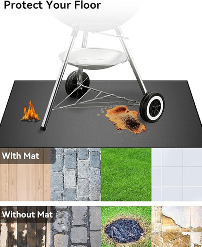 39×39 inch Heavy Duty Large Under Grill Mats for Outdoor Grill, Double-Sided Fireproof, Waterproof, Oil Proof Deck and Patio Protector, BBQ Mat Grill Floor Mats Fireplace Fire Pit Mat