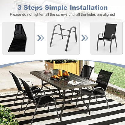 S AFSTAR Outdoor Chairs Set of 4, Stackable Patio Chairs - Image 8