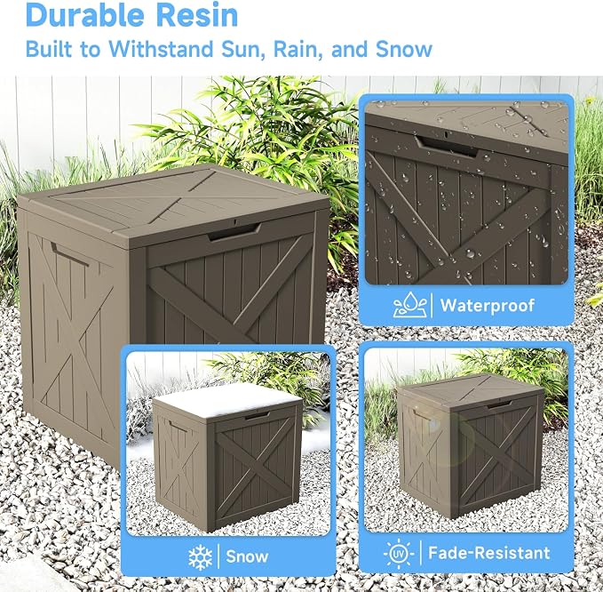 40 Gallon Outdoor Storage Box Waterproof, UV Resistant Resin Deck Box - Image 5