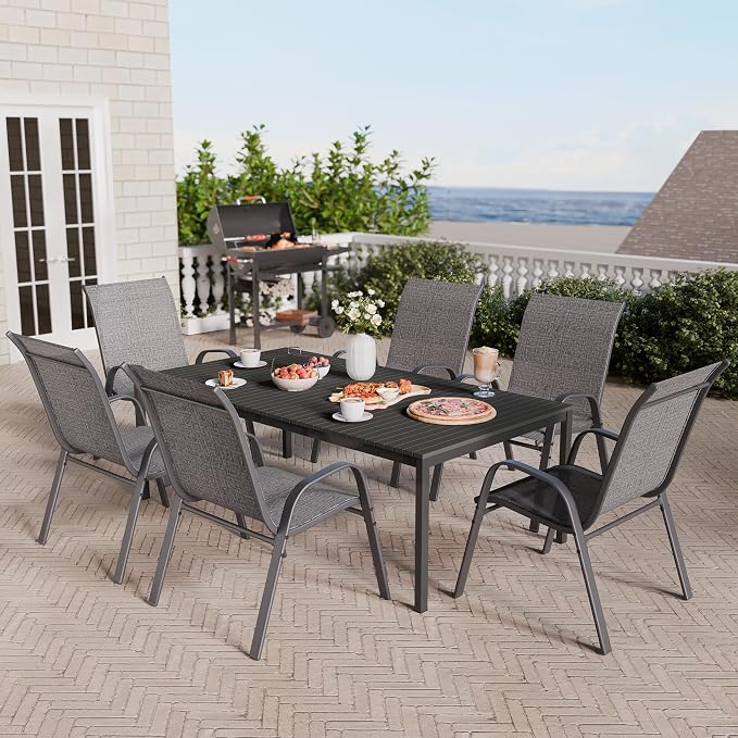 Patio Chairs Set of 6, Stackable Outdoor Dining Chairs Set - Image 2