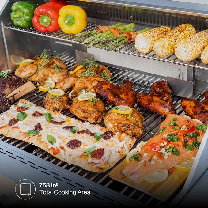 SPIRE Premium 5 Burner Built In Gas Grill Island Head, Stainless Steel 30 Inch Barbeque Grill with Rear Burner, 63,000 BTUs, 758 SQ In Racks, Propane Grill with Dual Fuel Compatibility – 860-0032