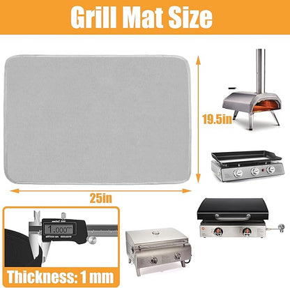 Gray 25x19.5 Inchs Heat Resistant Mat for Outdoor Grill Table,Fireproof Under Blackstone Griddle BBQ Mat,Air Fryer Mat,Indoor Fireplace Mat, Protect Your Table and Grill Table（0.04in Thickness）