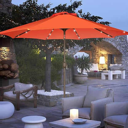 9 ft Solar Umbrella, 32 LED Lighted Patio Umbrella, Table Market Umbrella - Image 7