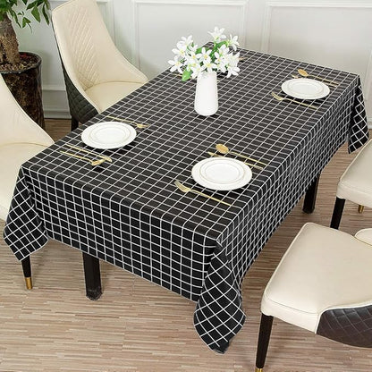 Romanstile Rectangle Vinyl Tablecloth, 100% Waterproof Oil-Proof Checkered Plastic Table Cloth, Heavy Duty Wipeable Table Covers for Dining, Camping, Picnic, Outdoor - 54 x 78 Inch, Black