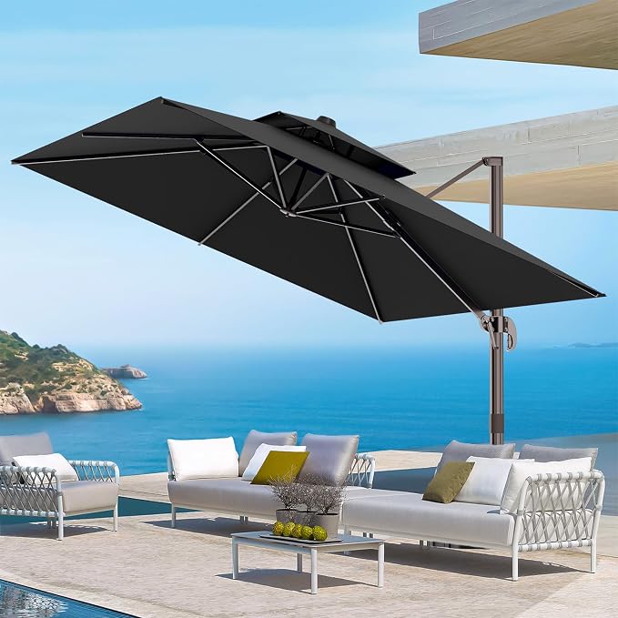 10' X 13' Outdoor Patio Umbrella Large Rectangle Cantilever Umbrella Heavy Duty - Image 7