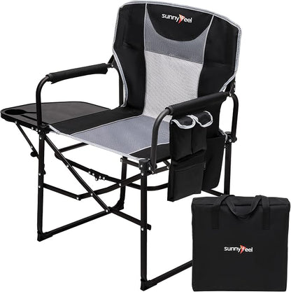 SUNNYFEEL Camping Directors Chair, Heavy Duty, Oversized Portable Folding Chair by SunnyFeelCamping