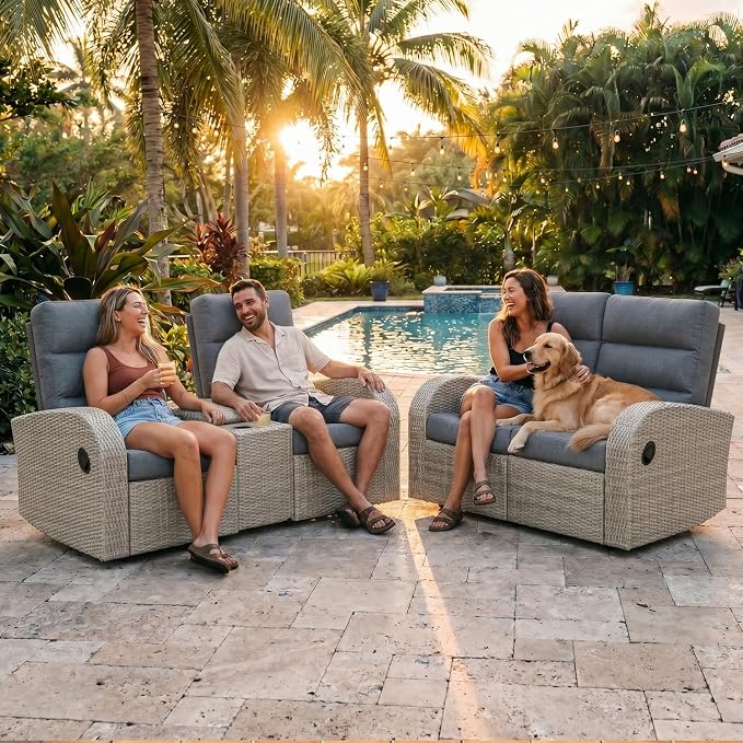 Oversized Wicker Outdoor Recliner Lovseat - Image 3
