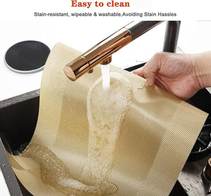 Placemats Set of 8,Washable,Heat and Stain Resistant Indoor/Outdoor Place mats,Vinyl Woven Non Slip Table Mats for Restaurant Table Protection,PVC Placemats(Gold,8PCS)