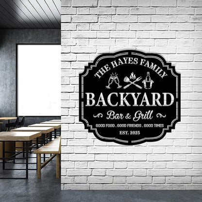Custom Backyard Bar & Grill LED Sign – Personalized BBQ Sign, Barbecue Custom Led Bar Metal Wall Art, Grill Art Decor for Family, Patio, Home, Kitchen, Man Cave
