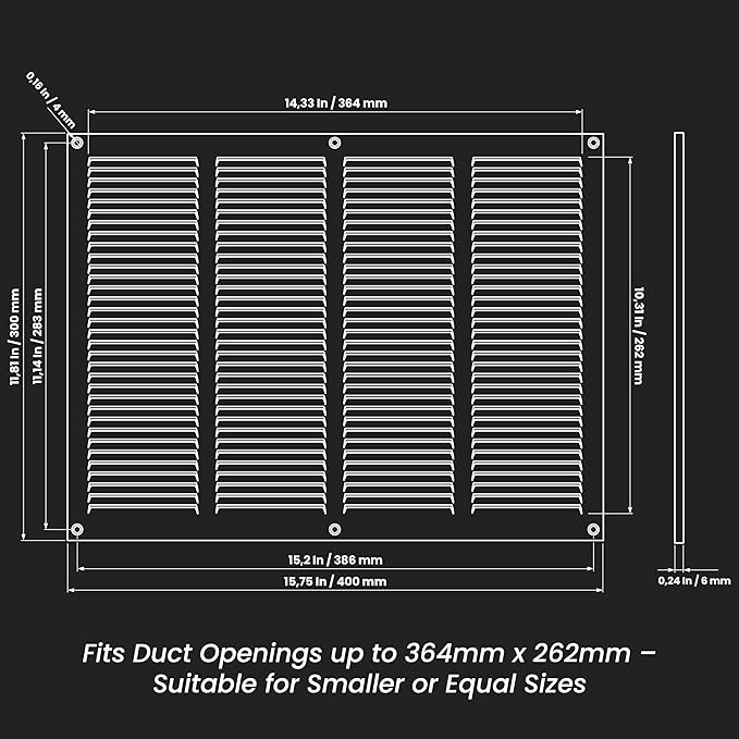 Repa Market Air Vent Cover 16x12 Inch (Outer Dimensions) Galvanized Steel Louvered Grill Cover with Mesh Screen/Wall or Ceiling Vent/HVAC Register for Indoor and Outdoor Ventilation