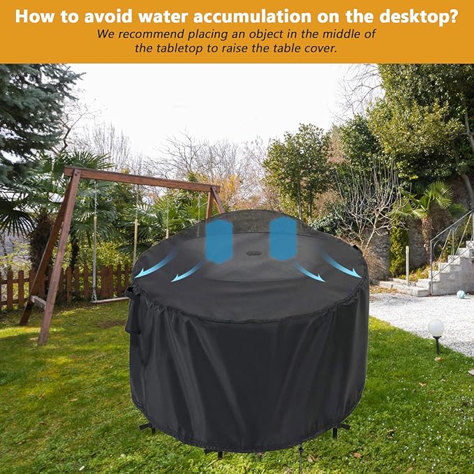 Kingling Patio Furniture Covers Waterproof, Round Patio Table Cover 48 inch Heavy Duty Outdoor Table Cover for Dining & Coffee Table Chair Set, Small Firepit Table All Weather Resistant-48''D x27''H