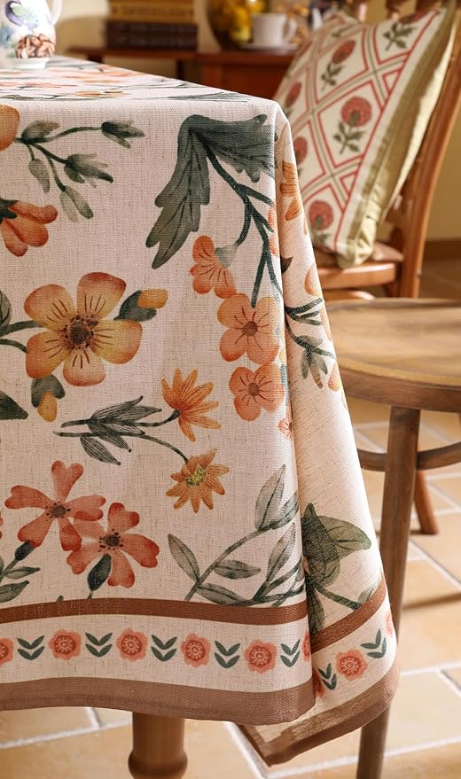 Designer Floral Linen Small Square Tablecloth,Vintage William Morris Soft and Durable Table Cloth,Decorative Table Cover for Kitchen,Dining,Thanksgiving,Christmas,55"*55"-Athea