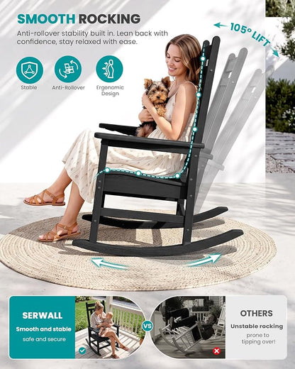 SERWALL Outdoor Rocking Chair, Oversized Rocking Chair - Image 5