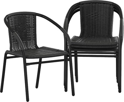 Flash Furniture Lila Modern Rattan Indoor/Outdoor Stackable Dining Chairs by FlashFurniture