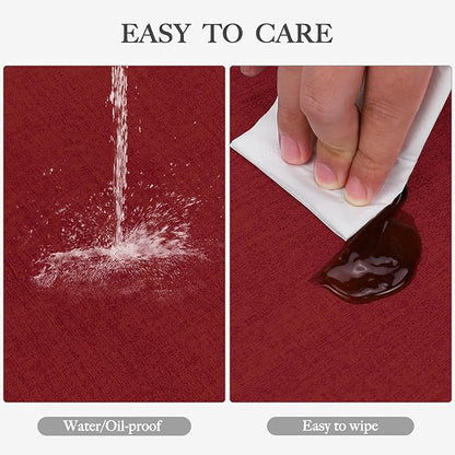 Faux Leather Heat Resistant Christmas Placemats Set of 4 – Waterproof Oilproof Wipeable Dining PU Vinyl Place Mat Easy Clean Table Mats for Kitchen/Dining/Party/Holiday, Red